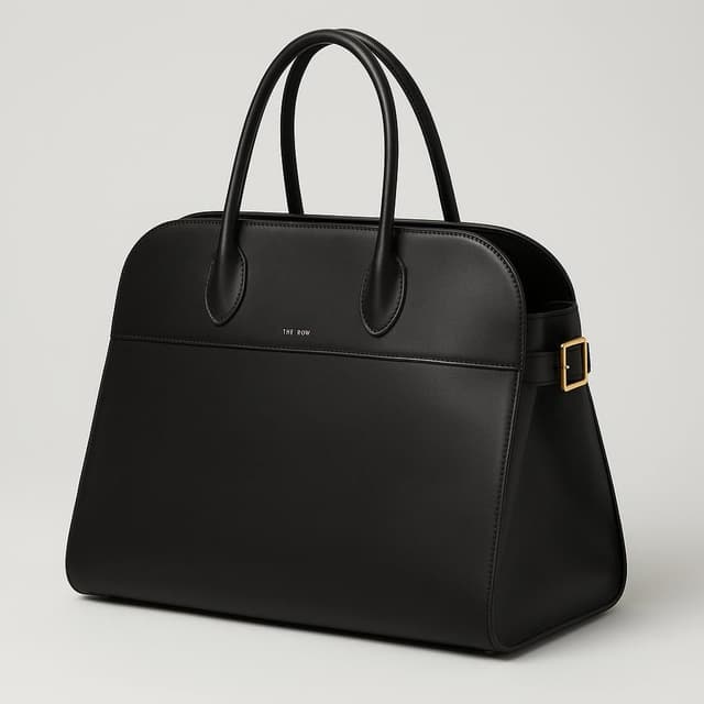 The Row Margaux 15 Leather Tote Black