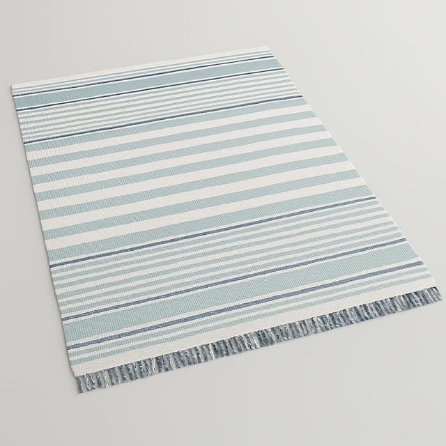 Dash & Albert Blue and White Striped Indoor/Outdoor Rug